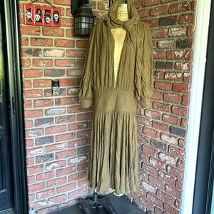 Vintage dress with hood. raw silk